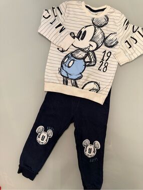 Mickey Mouse Long Sleeve Top & Jogger Set - Blue & Navy 18-24 months